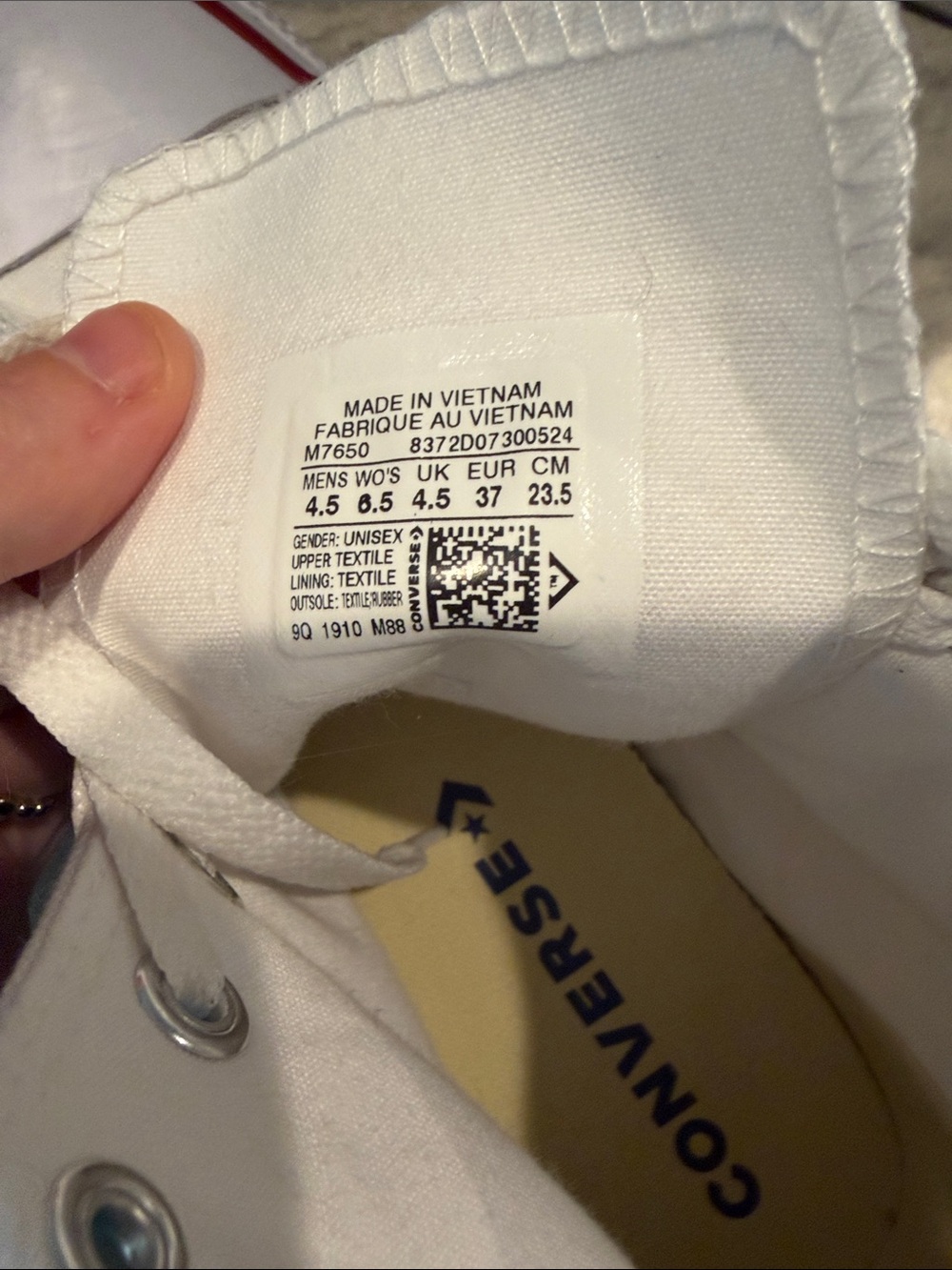 Converse White High Top Sneakers with Red Trim - Picture 4 of 4